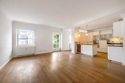 Bright living/dining/kitchen area
