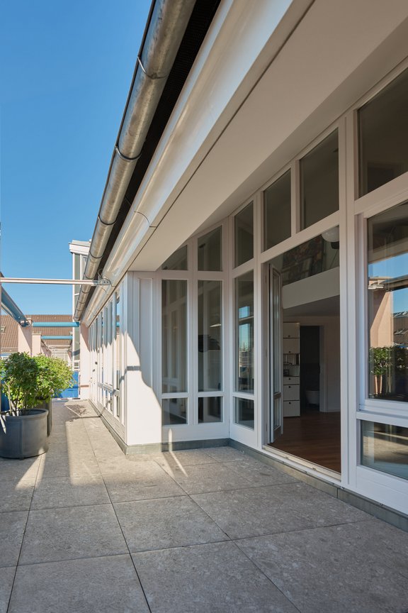 West-facing view of the quiet courtyard