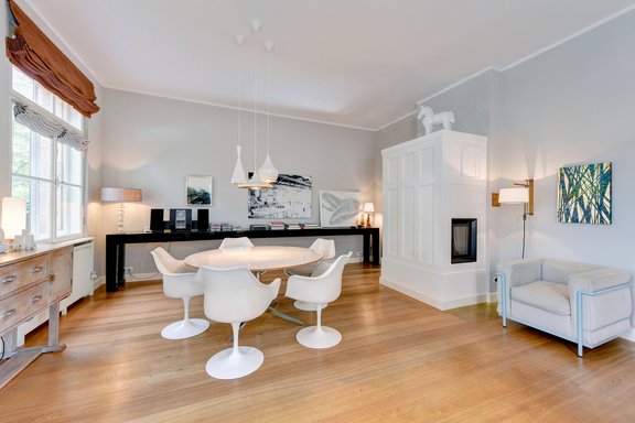 Living area with fireplace