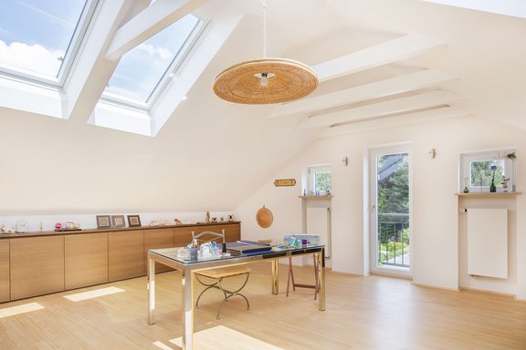 Roof studio filled with lights