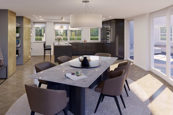 Visualization - dining area with kitchen