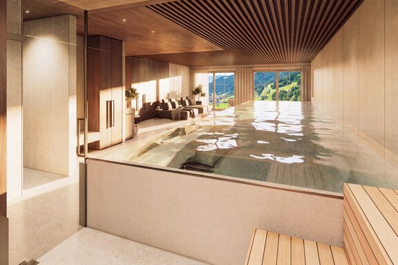 Wellnessbereich mit Indoor-Pool (Visualisierung)