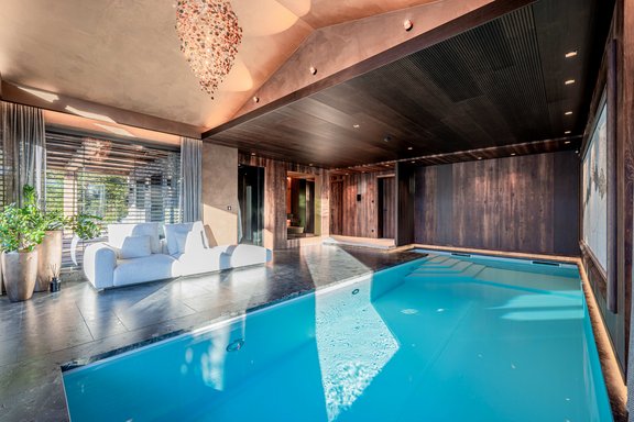 Indoor pool with saunas