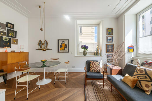 Bright and inviting dining area in the center