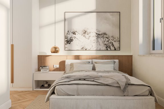 Ruhiges Schlafzimmer zum Innenhof (Visualisierung)