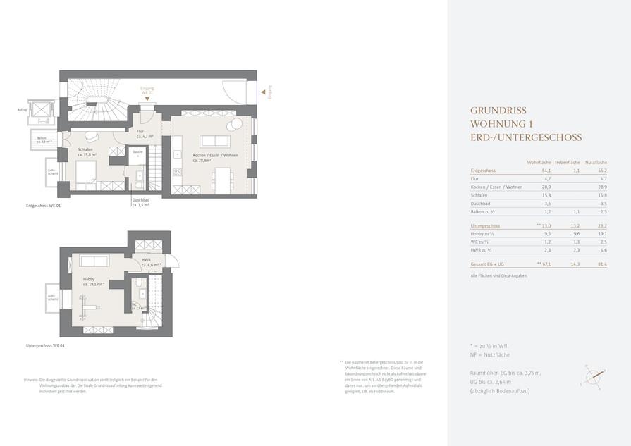 Erdgeschoss + Souterrain