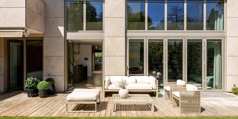 An architectural highlight for families: modern living with townhouse charm, a spa, and an elevator