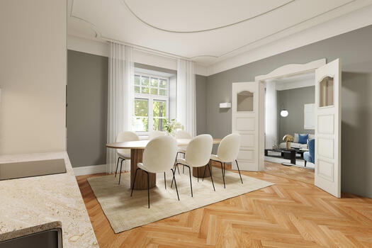 Open-plan living and dining area (Visu)