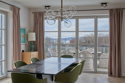 Living/dining area with view