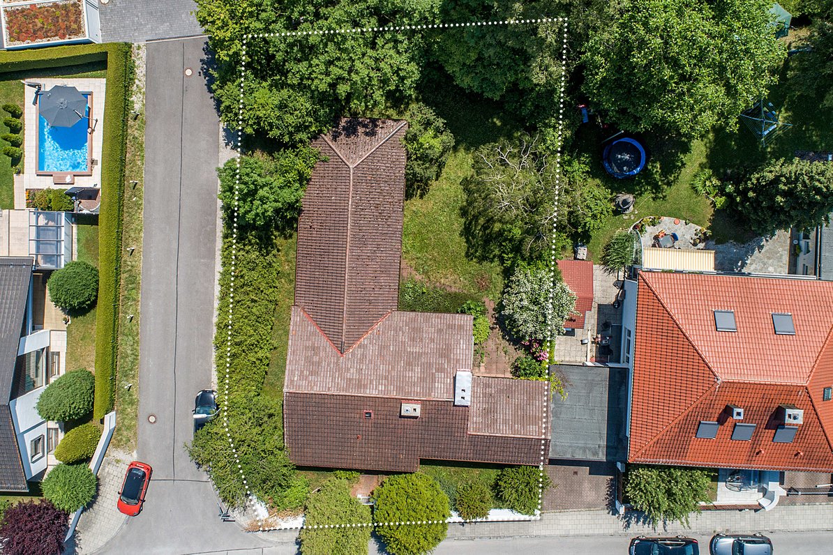 Grundstück mit Altbestand, Vogelperspektive