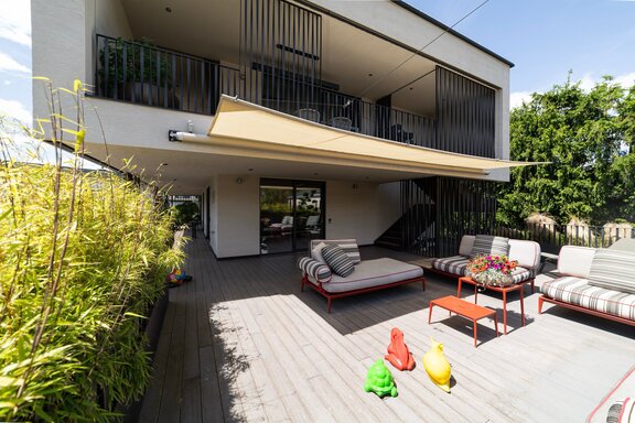 Spacious terrace with a lounge area