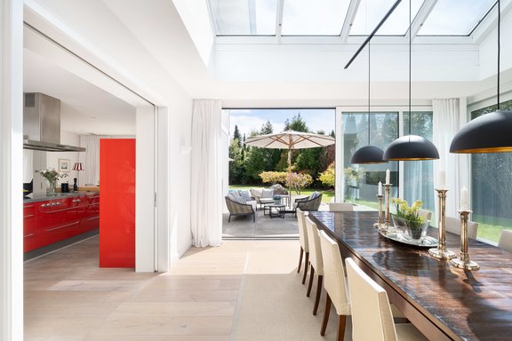 Sun-drenched dining area