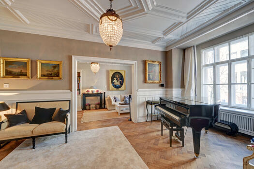 View from the music room into the salon