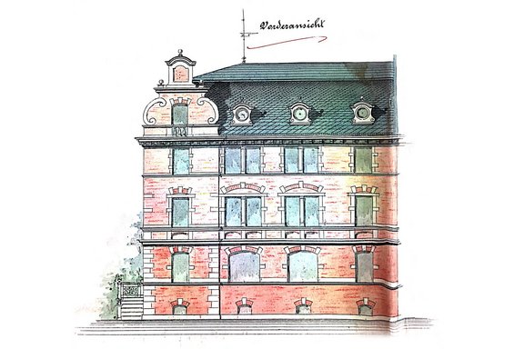 Vorderansicht aus Plänen von 1893