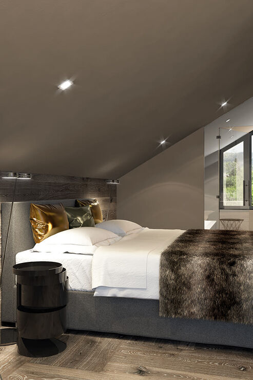 Illustration Schlafzimmer mit Masterbad