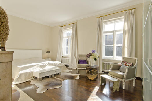 Master bedroom with fireplace