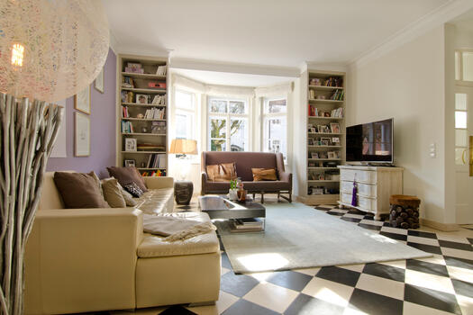 Living room with bay window