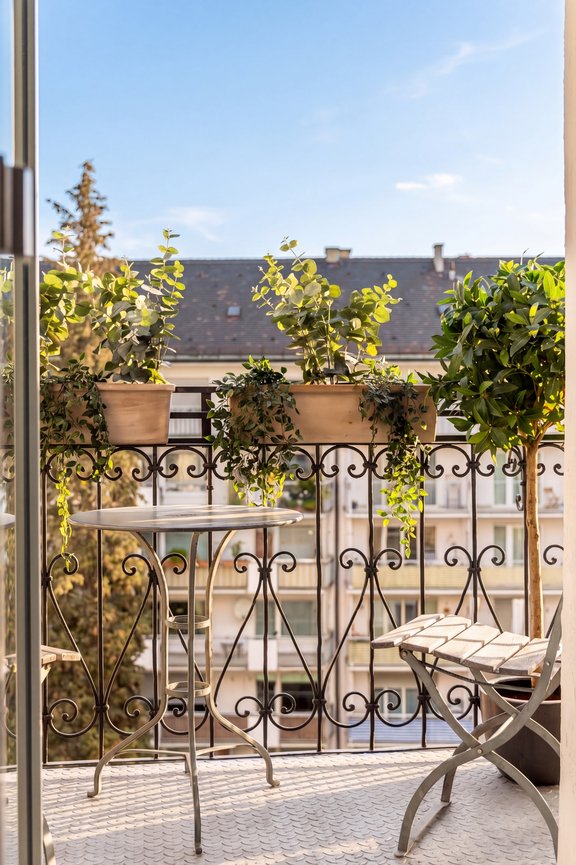 Charming balcony overlooking the courtyard
