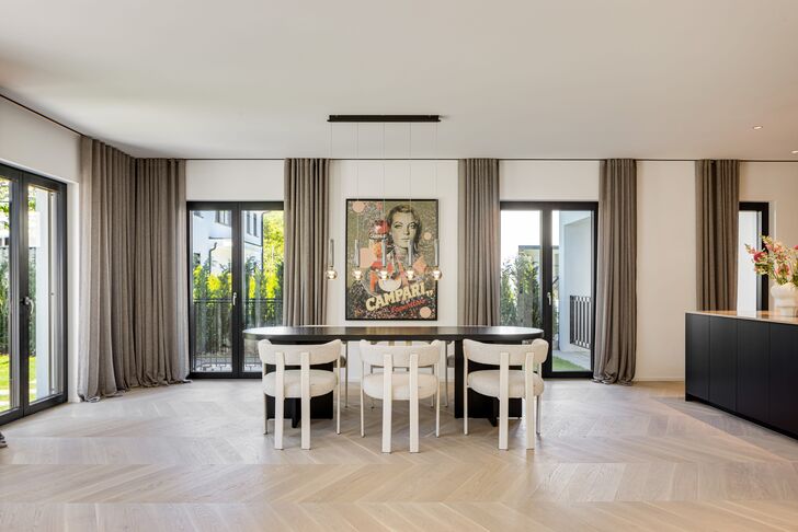 Dining area with a family table