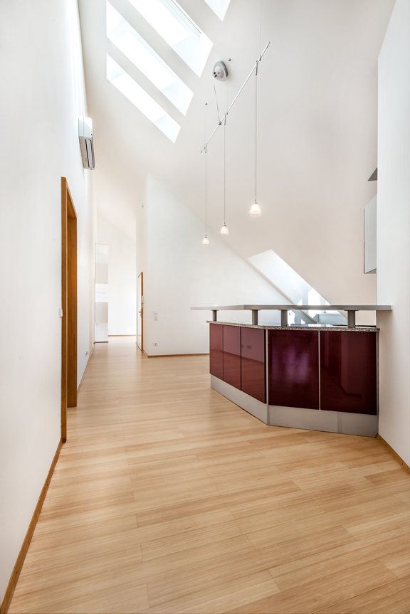 Kitchen with open dining area