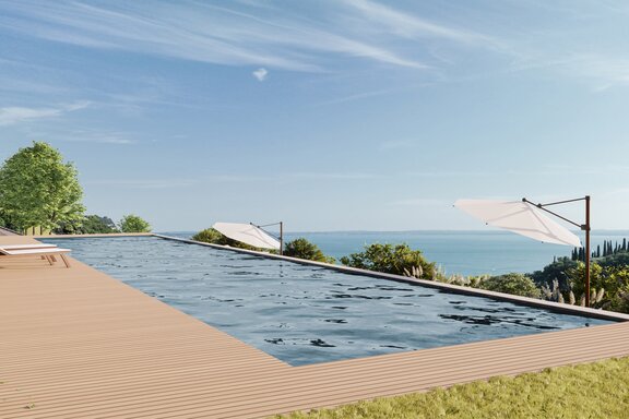 Exklusive Poollage mit Gardasee-Weitblick (Visualisierung)