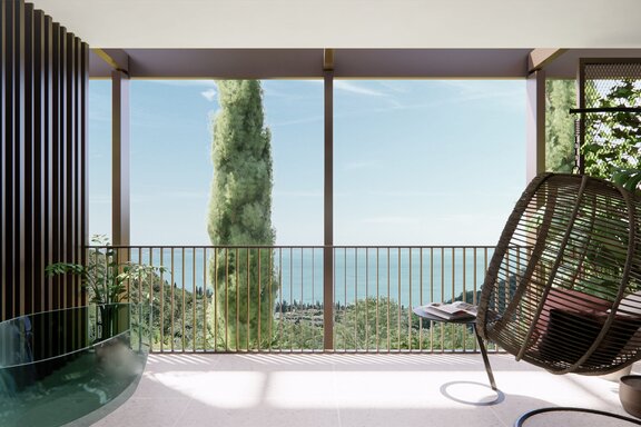 Loggia mit Blick auf den See - Visualisierung