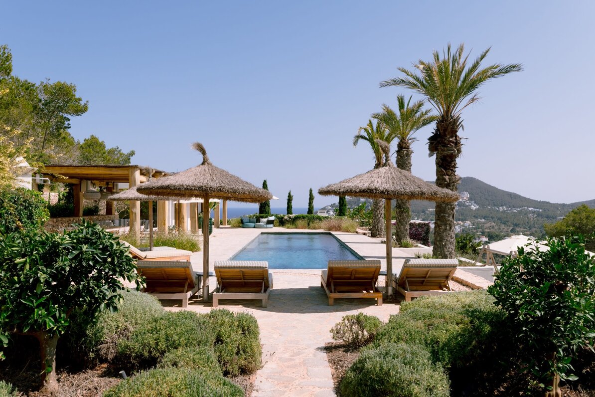 Pool area with a Mediterranean vibe and a stunning panoramic view