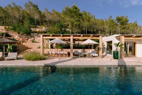 Pool area with a spacious sun deck