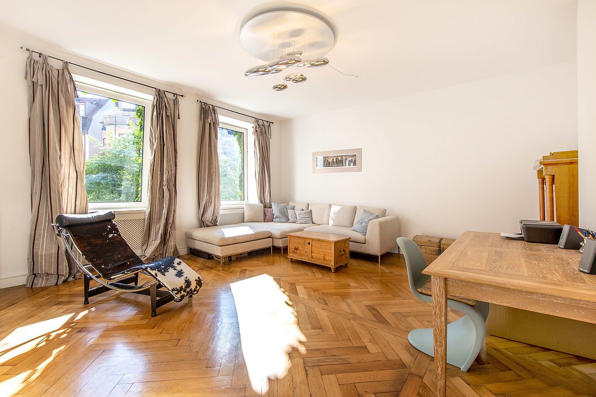 Bright, large living room