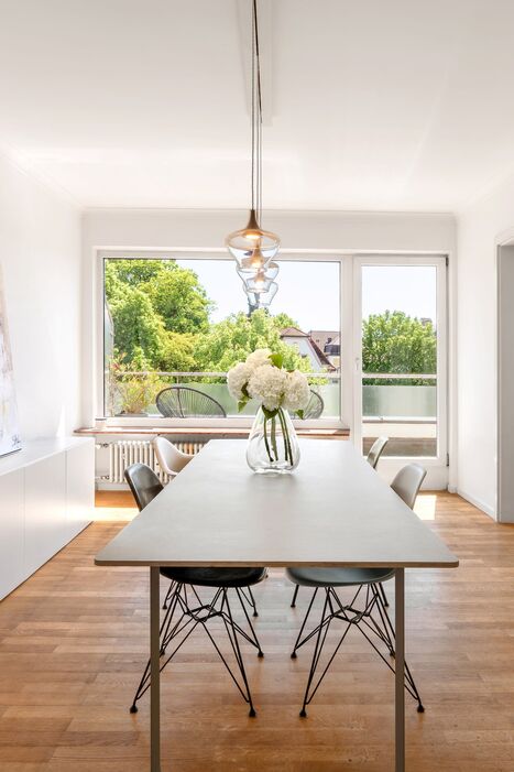 A Brightly Lit Dining Area