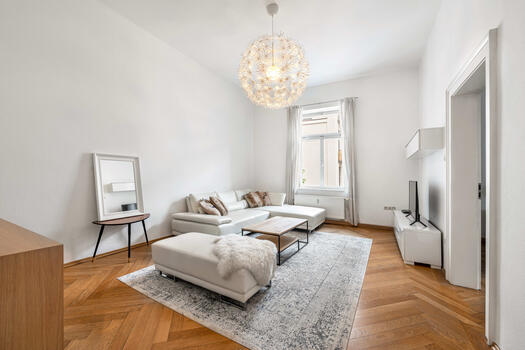 The apartment offers a spacious floor plan