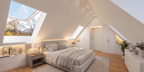 Charmante, lichterfüllte 3,5-Zimmer-Galeriewohnung mit Dachterrasse am Schlosskanal