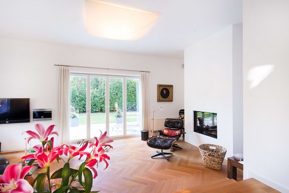 Living area with fireplace