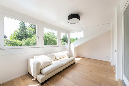 Light flooded room on the upper floor
