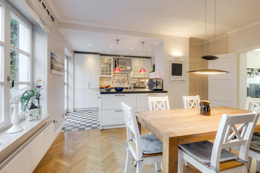 Kitchen adjoining the dining area