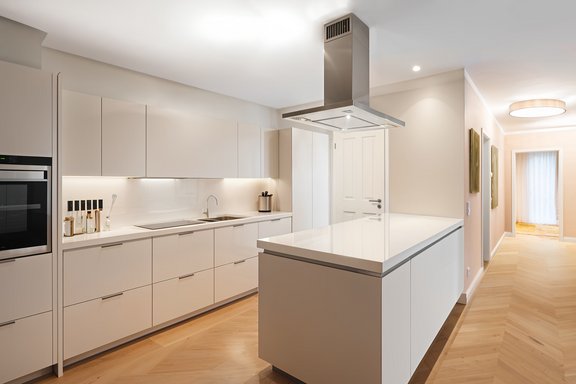 Open kitchen with pantry