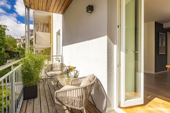 South-east-facing balcony dining room
