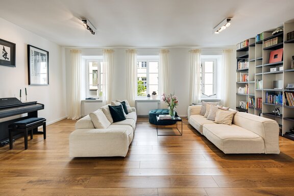 A bright, airy living room