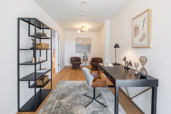 Office space with access to a balcony