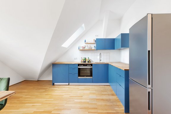 Fitted kitchen with storage space