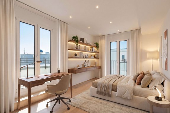 One of three bedrooms (visualized)