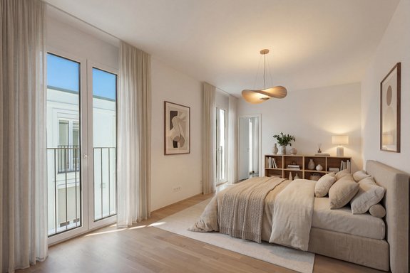 Master bedroom with en suite bathroom (visualized)