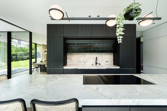 Kitchen with Calacatta marble