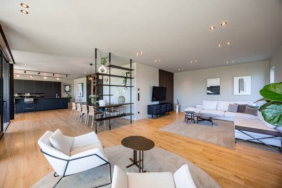Open floor plan on the ground floor