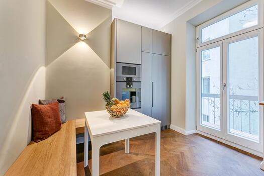 Modern fitted kitchen with high quality brand appliances