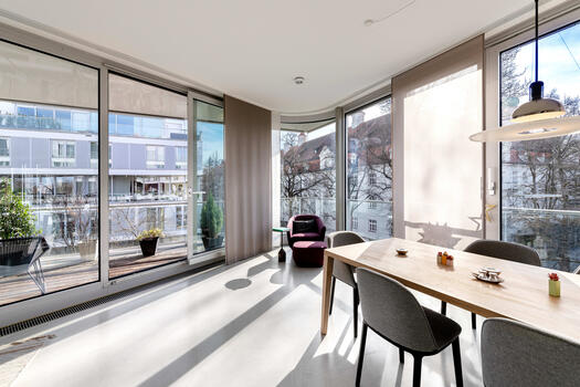 Floor to ceiling glass fronts