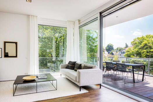 Roof terrace with glass fronts