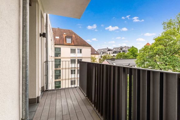 West-facing balcony overlooking the courtyard