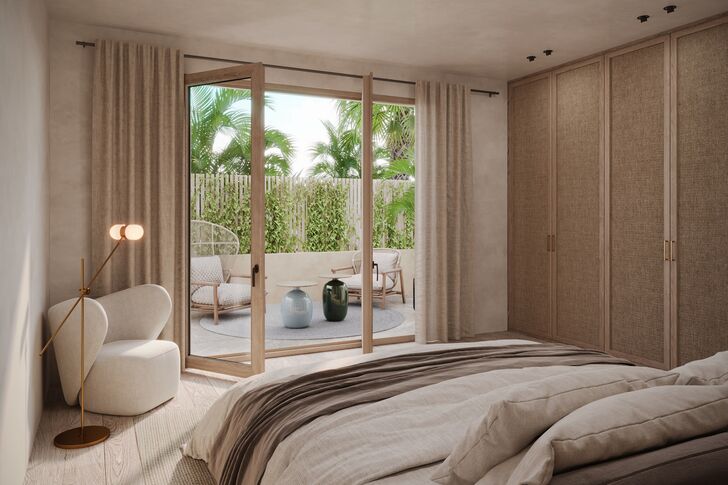 Ruhiger Schlafbereich mit Zugang zur privaten Terrasse (Visualisierung/ ©PERLENTAUCHER)