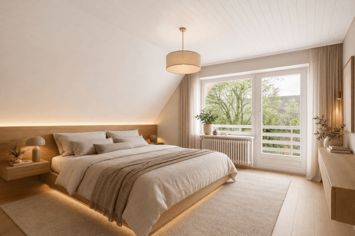 Bedroom with a balcony (rendering)